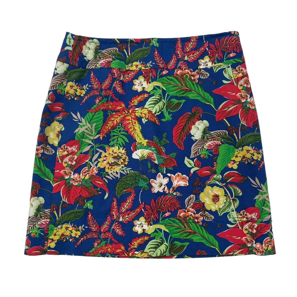 Talbots Tropical Floral Print Mini Skirt Blue Women's 2